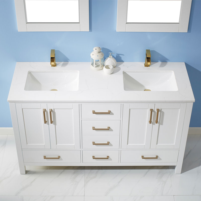 Everly Quinn Ryland 60'' Freestanding Double Bathroom Vanity with